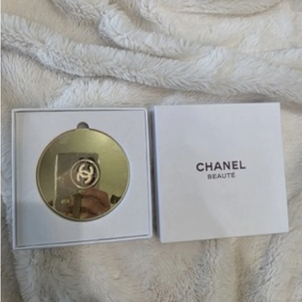 CHANEL Gold Accessory Compact with Iconic Logo